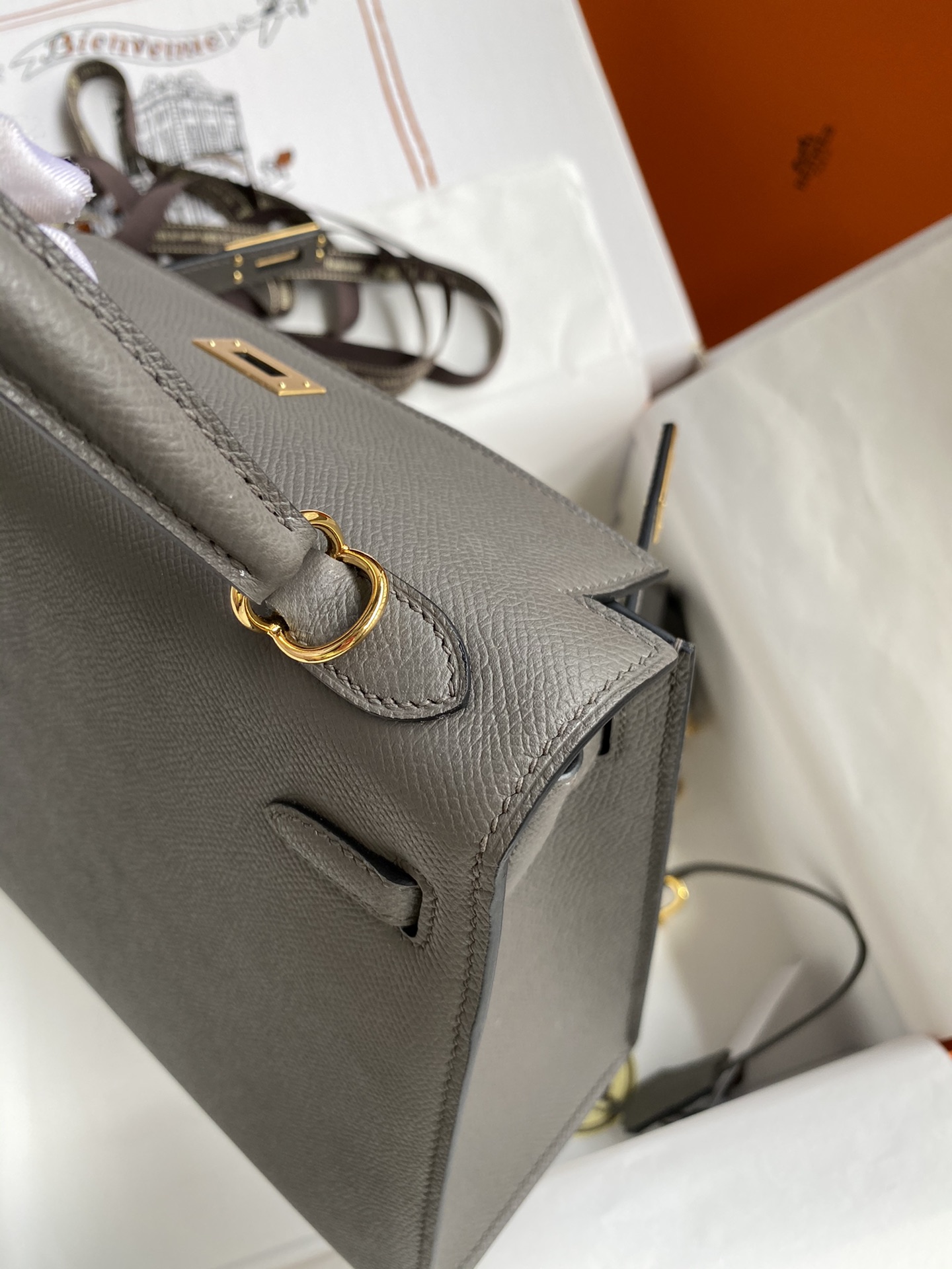 Hermes Kelly 28cm Handbag Shoulder Bag in Dark Grey Epsom Leather